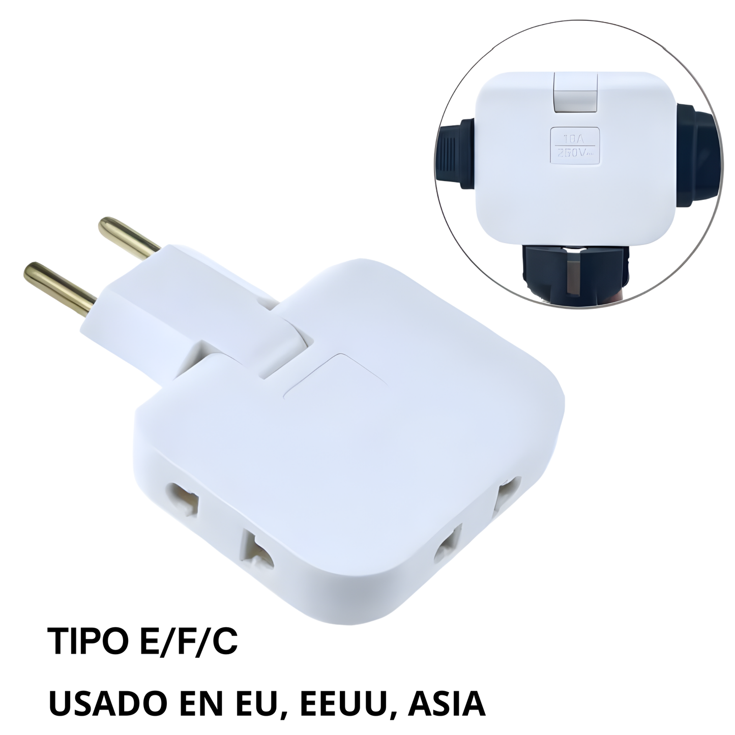 Adaptador 3 en 1 Giratorio de Alta Potencia